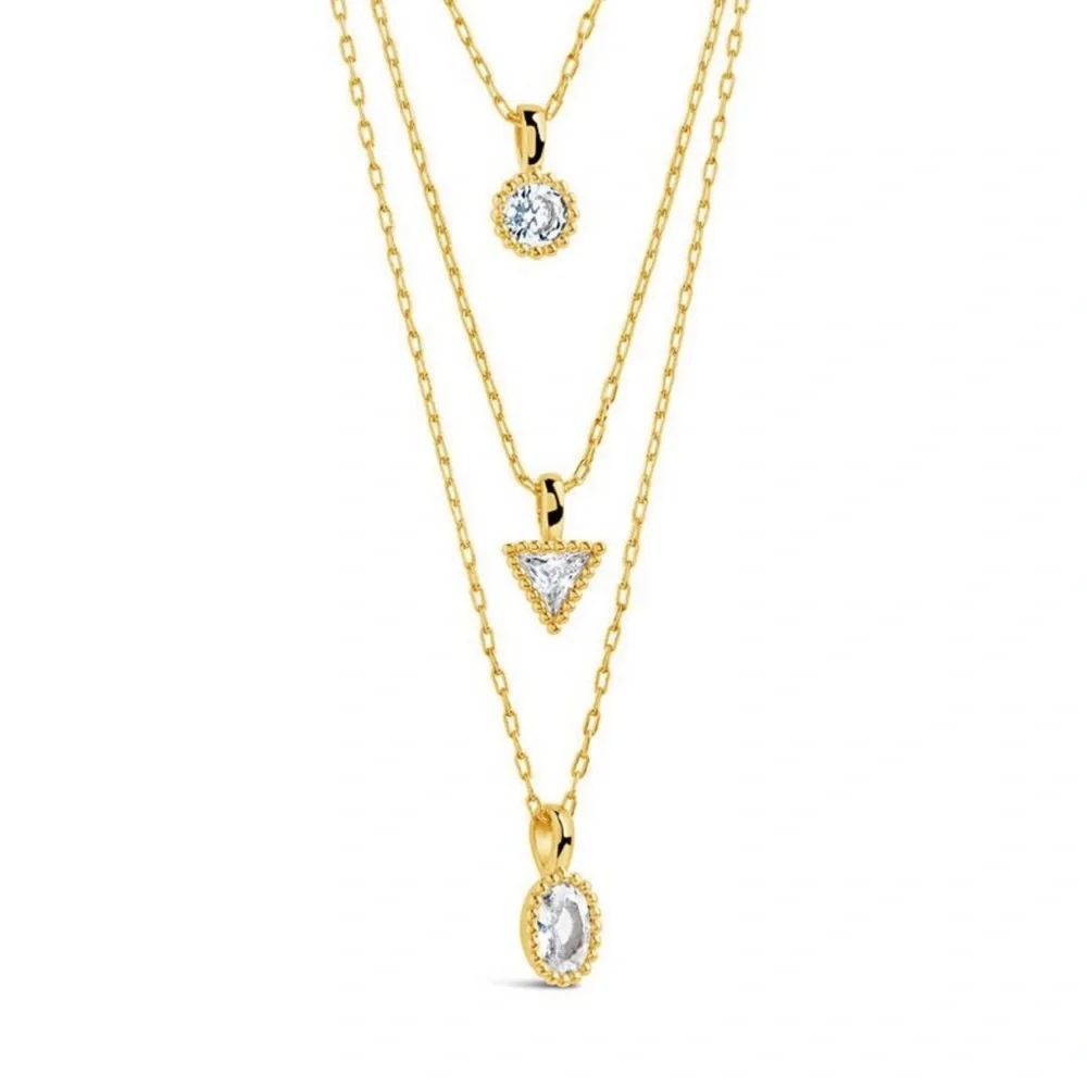 Sterling Forever - Julie Cubic Zirconia Layered Necklace - New in Box - Picture 4 of 4